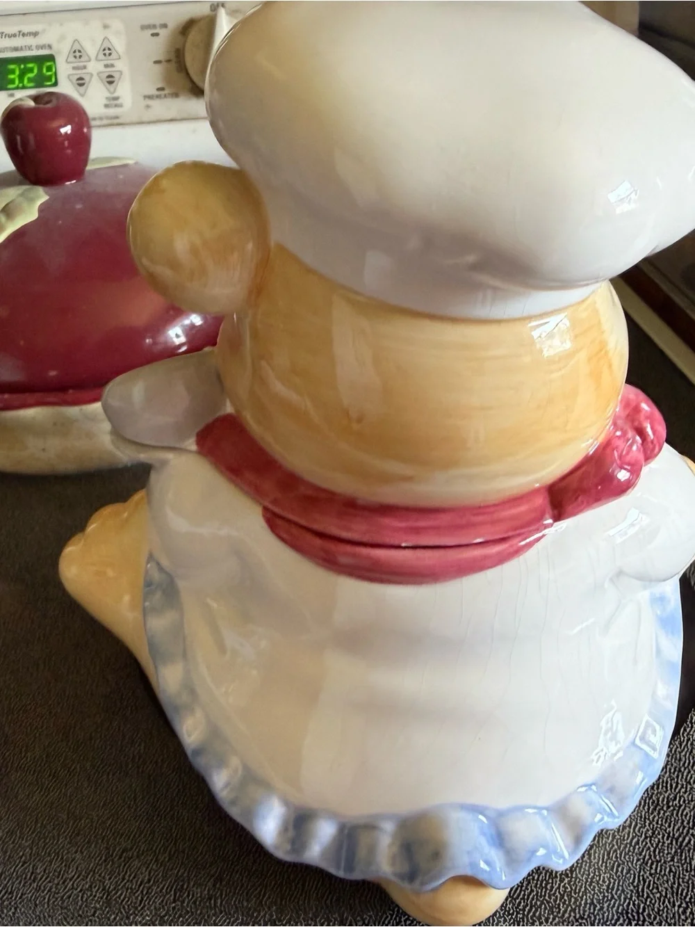 Ceramic Bear Chef Cookie Jar - White and Red